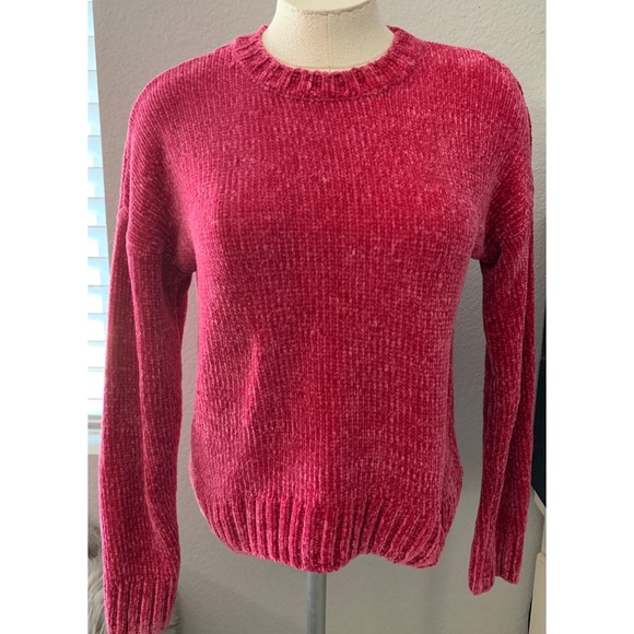 H&M Sweaters Fuzzy Reddish Pink Sweater Poshmark